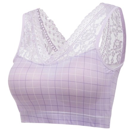 Roliyen Women S Casual Lattice Print Plus Size Wireless Ventilation Vest Bar