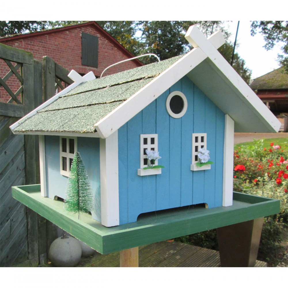 Wildvogel-Futterhaus Småland Hellblau GroB Mit Ständer, 38x45x143cm