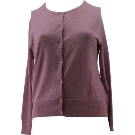 Lands  End Women S Fine Gauge Supima Cotton Cardigan Dusty Pink Heat L NEW 4890
