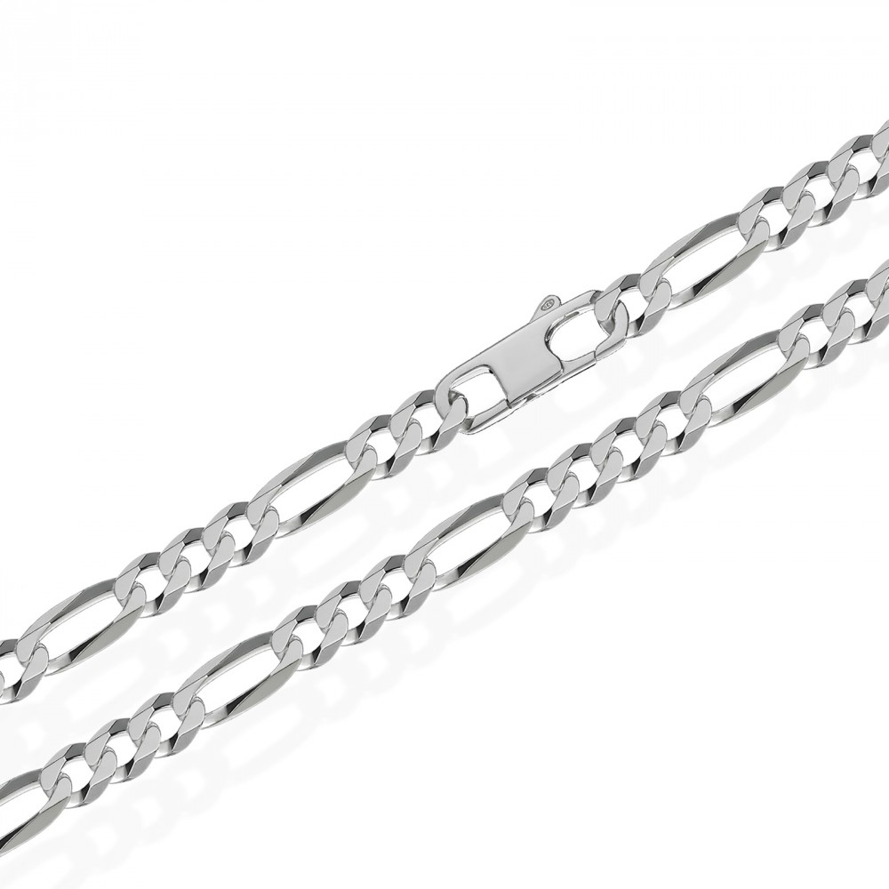 Echte 925er Sterlingsilber Figaro Kette 6x Diamantiert 60cm 7,00mm 33gr 5674