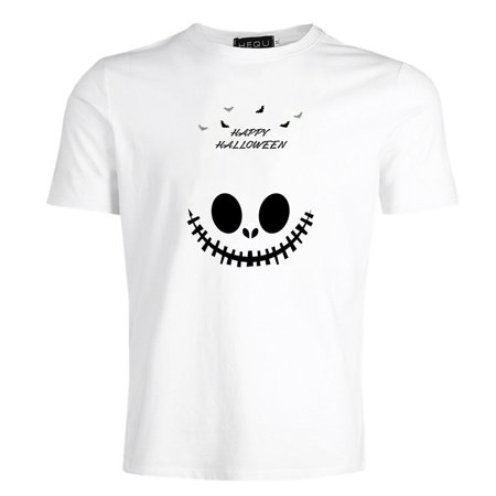 SJENERT Men Halloween Shirt Novelty Happy Halloween Grimace Graphic T-Shirt Casual Short Sleeve Tee(White-L)