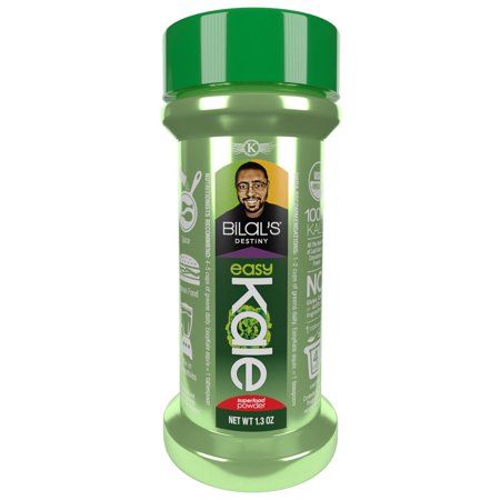 Bilal’s EasyKale Organic Kale Powder Green Superfood Seasoning. 4 Cups of Kale Per Tbsp, Add Tasteless Dried Greens Vegetable Supplement to Post Workout Protein Shake, Smoothie, Meal. Vegan Non-GMO