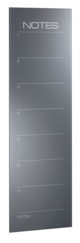 Magn. Glastafel Notes, Incl. 2 Magnete, 1x Stift, Grau