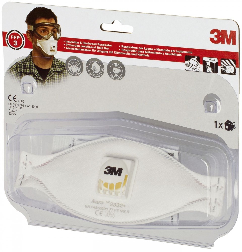 Flat Folded Valved Respirator FFP3 9332 Plus XA004837747