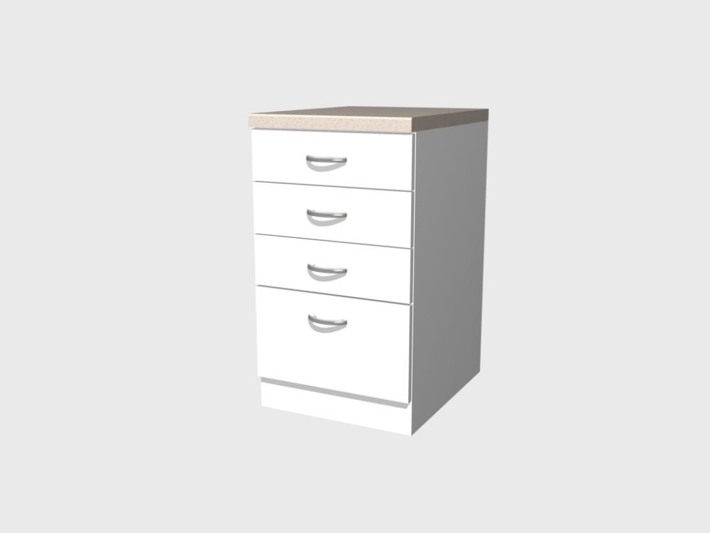 Schubkastenschrank 50 Cm Weiss Mit Einem Auszug & 3 Schubkästen - Witus