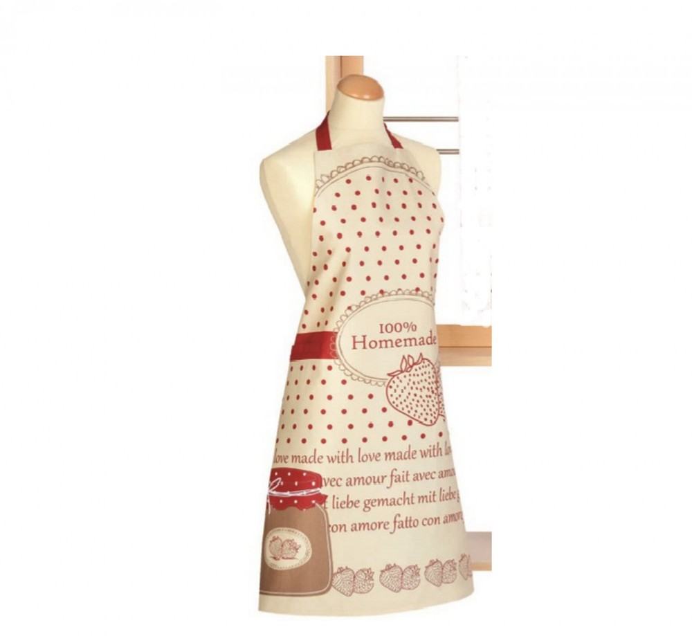 Schürze Kochschürze Natur Rot 80x85