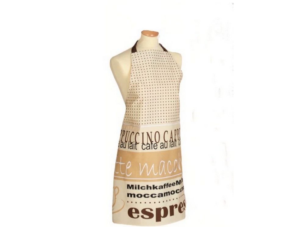 Schürze Kochschürze Natur Braun Kaffeethema 80x85
