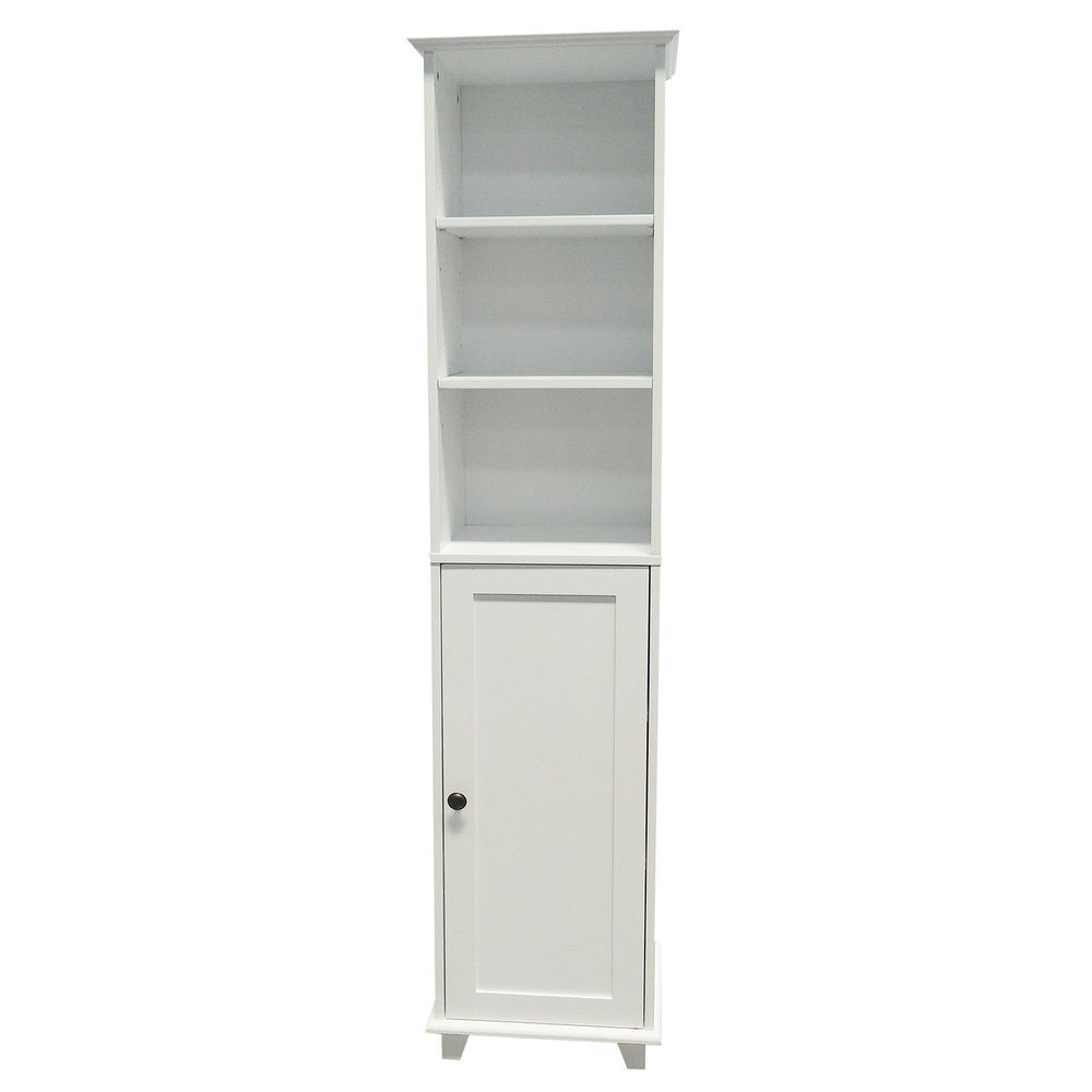 Badmöbel WeiB 40x29,5x170cm Badschrank Hochschrank Schrank Holz Wäscheschrank
