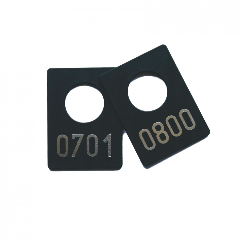 100 Garderobenmarken Silbergeprägt Kunststoff / Plastik 0701 Bis 0800 Schwarz