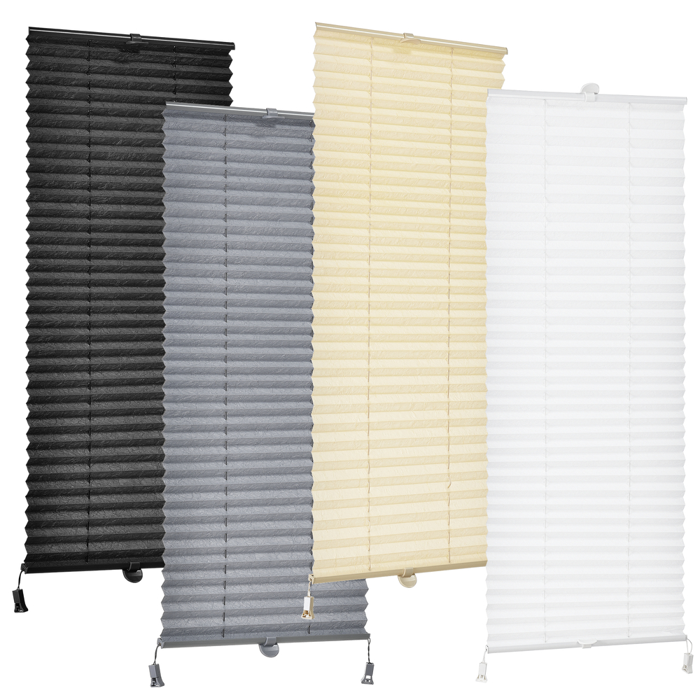 [neu. Haus] Klemmfix Plissee (90 X 150 Cm) (grau) - Sonnen- Und Lichtschutz - Blickdicht (bohren Entf
