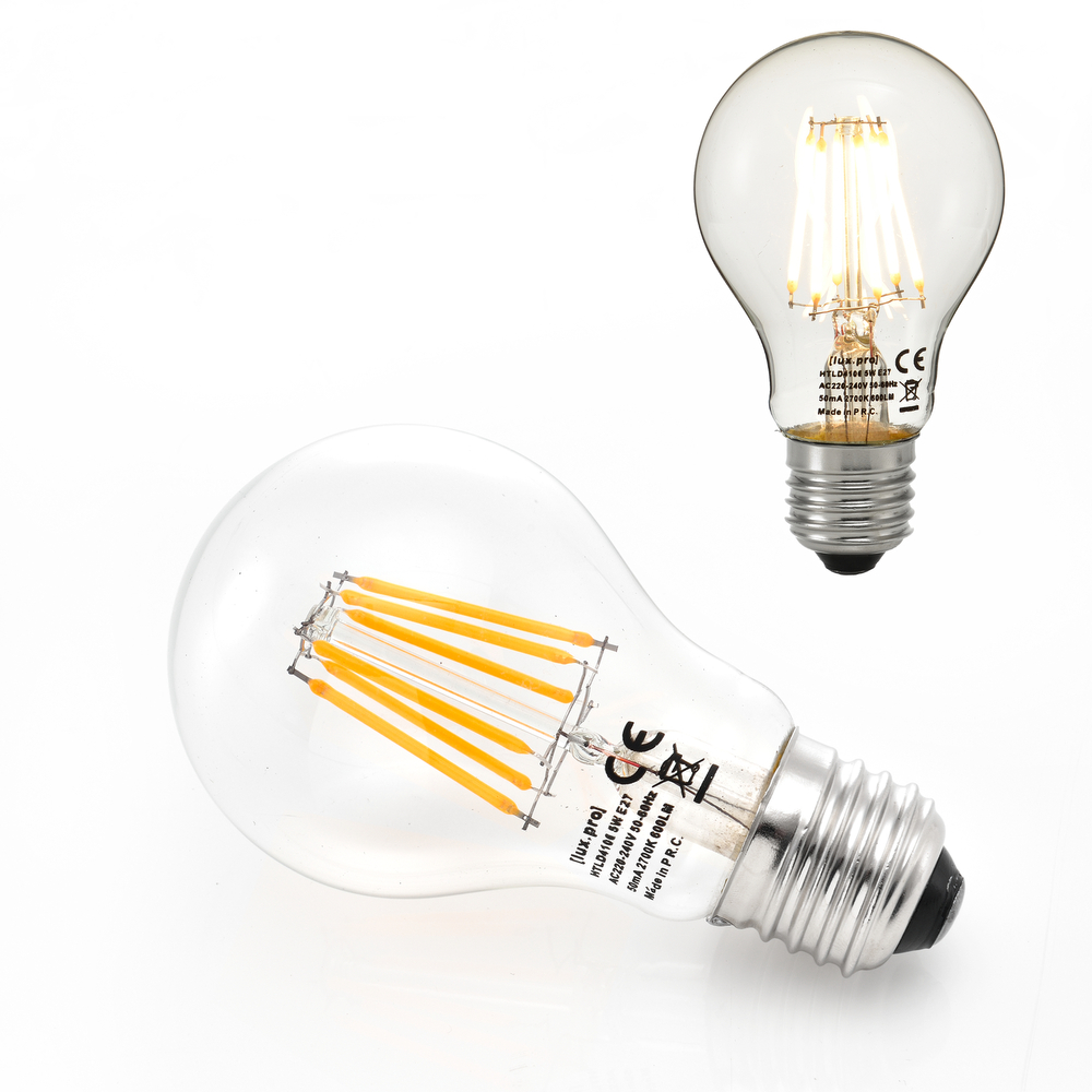 [lux. Pro]® 5x LED E27 WarmweiB Leuchtmittel Filament 600lm 5W 2700K Lampe Birne