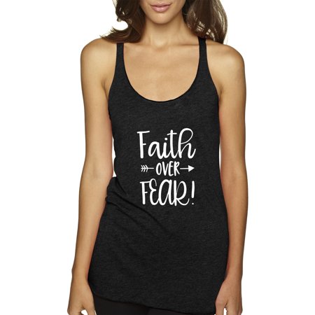 True Way 1253 - Women S Tank-Top Faith Over Fear Script XL Black