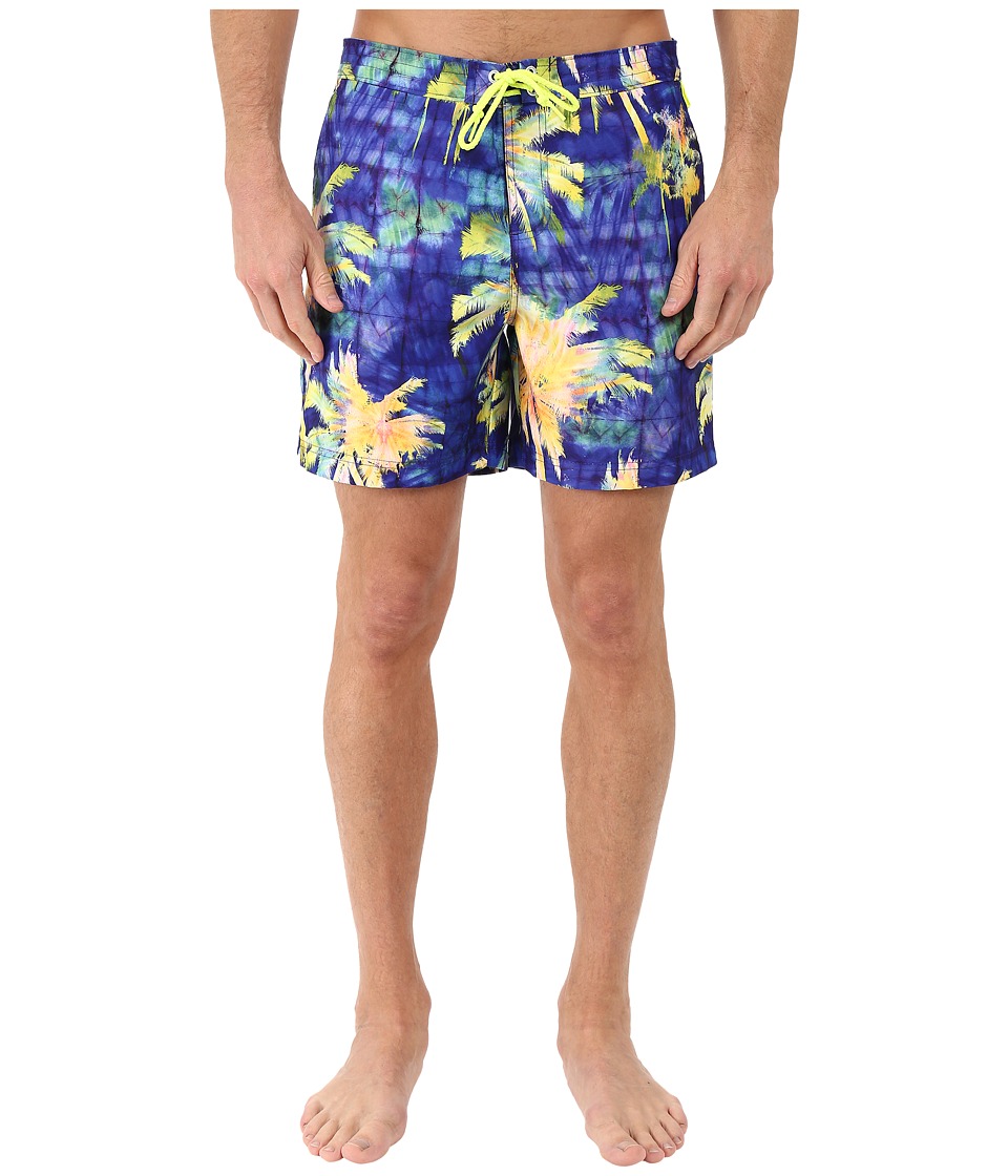 Original Penguin - Psychedelic Palms Printed Fixed Volley Swim Shorts (Electric Purple) Men's Swimwear
