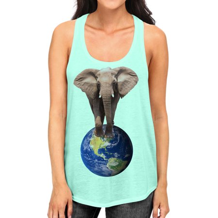 Junior S Elephant on Top of the World Tee B1128 PLY Mint Green Racerback Tank Top Large