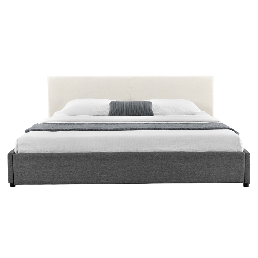 [My. Bed] LED Polsterbett 140x200cm Creme/grau Textil Doppelbett Bettgestell