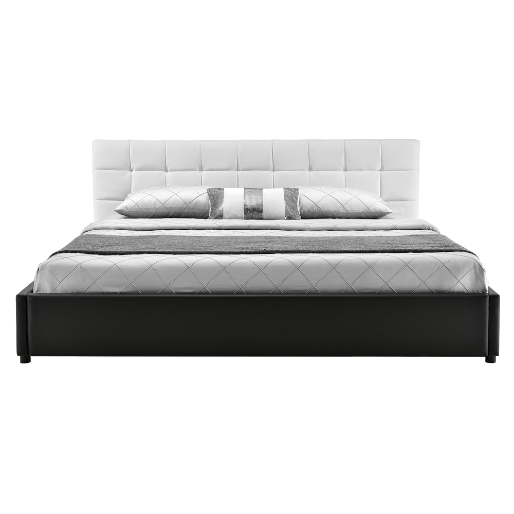 My. Bed LED Polsterbett Gesteppt 140x200cm WeiB/schwarz Kunst-Leder Doppelbett Bettgestell