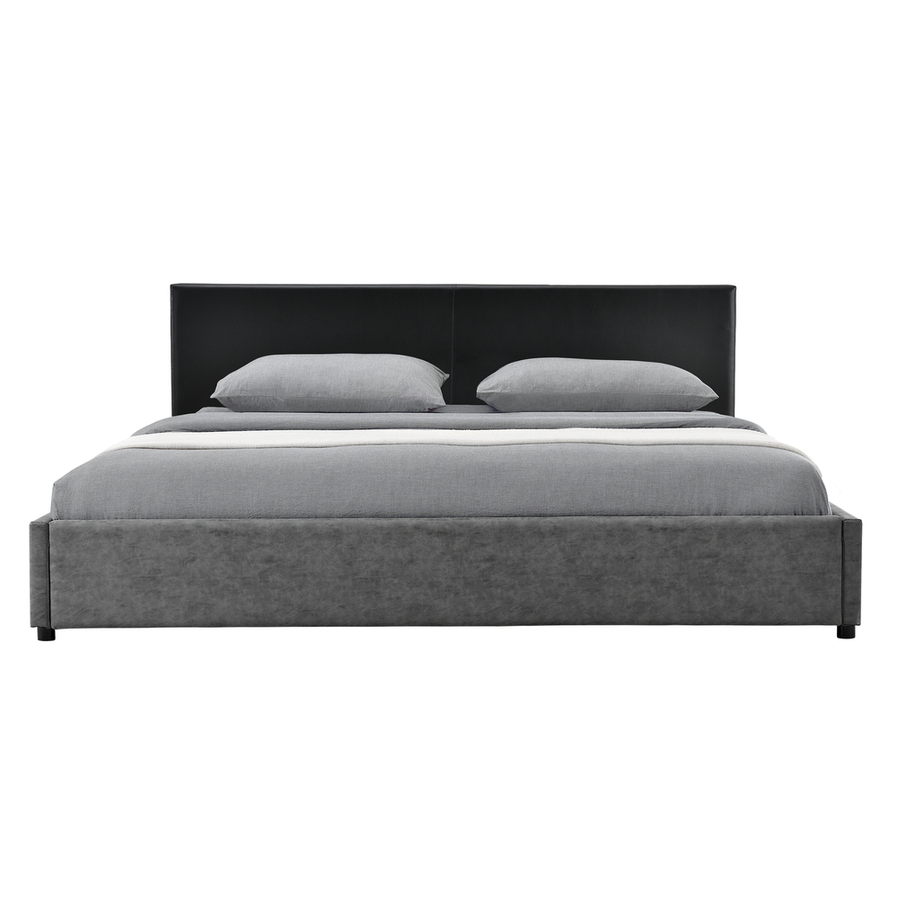 [My. Bed] Polsterbett 180x200cm Schwarz/grau Kunst-Leder Doppelbett Bettgestell