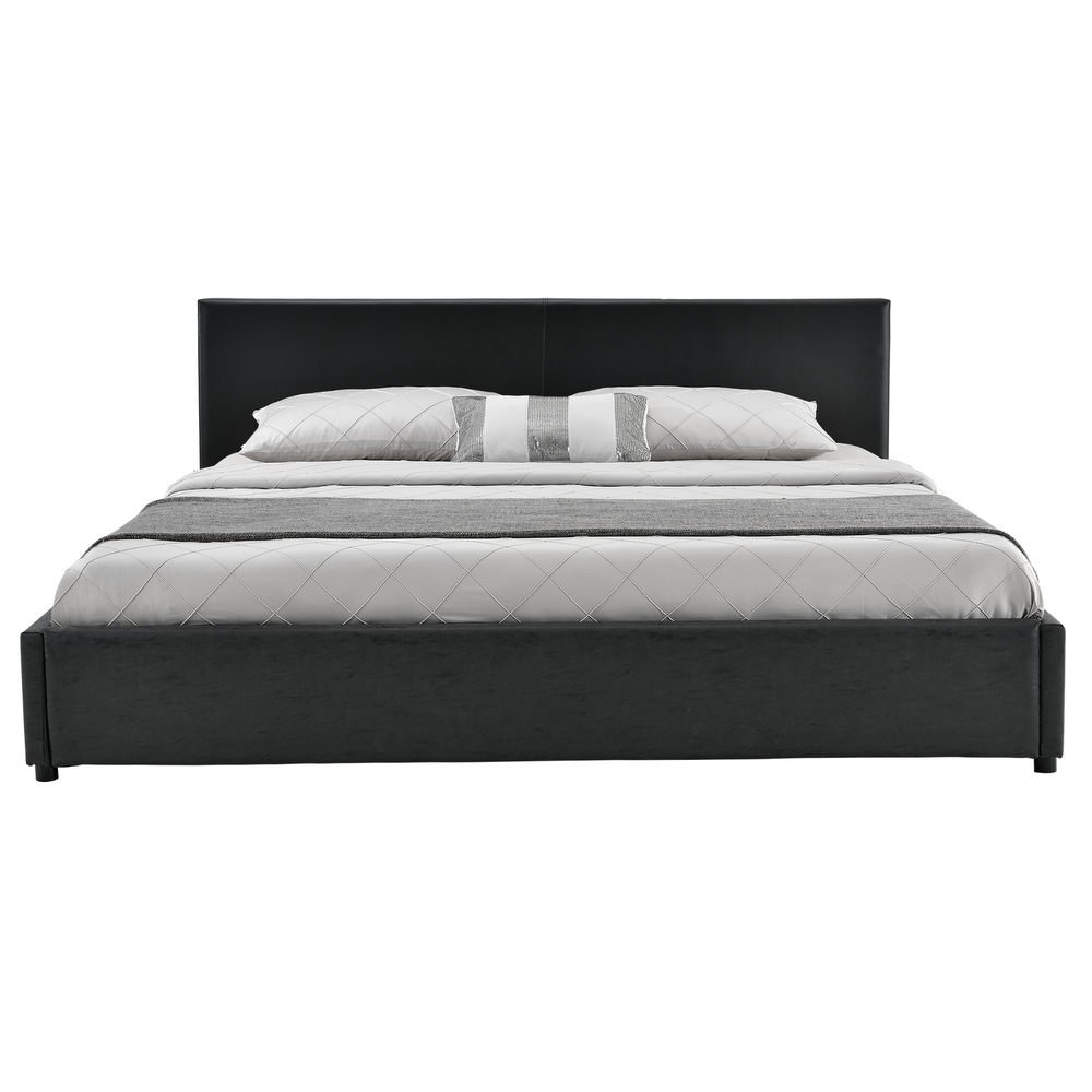 [My. Bed] Polsterbett 180x200cm Schwarz/grau Kunst-Leder Doppelbett Bettgestell