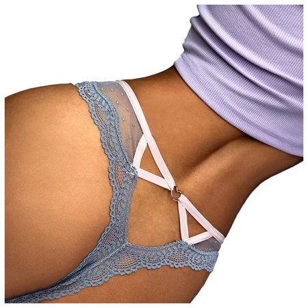 Roliyen Women Lace Panties Heart Low-Waist Underpant Thong G-String Underwear Lingerie
