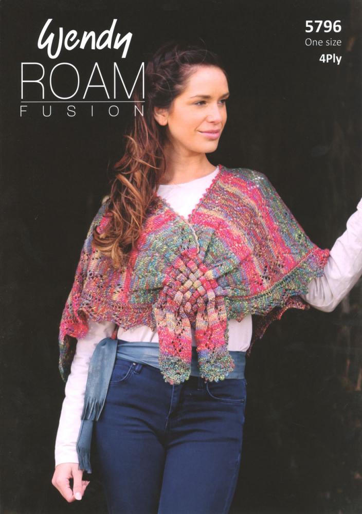 Lace Shawl with Woven Front in Wendy Fusion 4ply (5796)