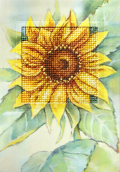 Complete Counted Cross Stitch Kit - Greetings Card  Sunflower  6229