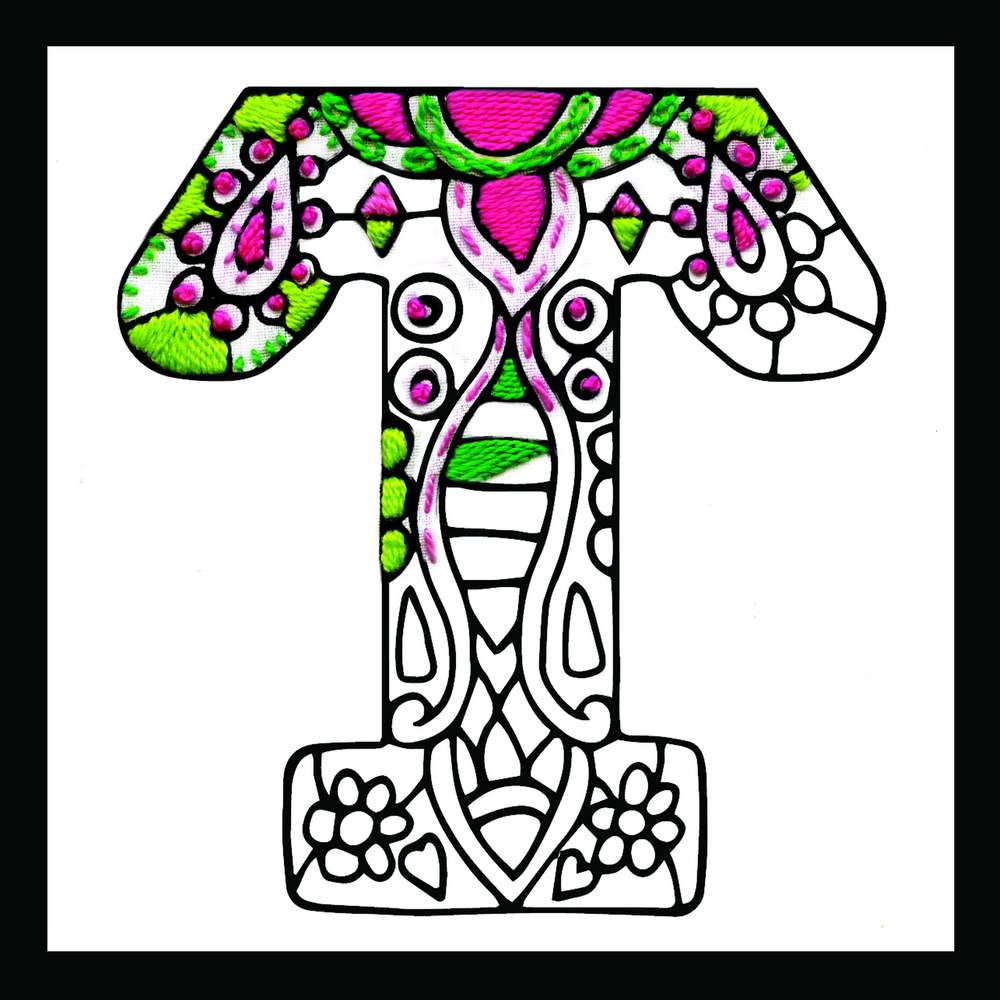 4081 Design Works Zenbroidery Fabric 5x5 Letter T