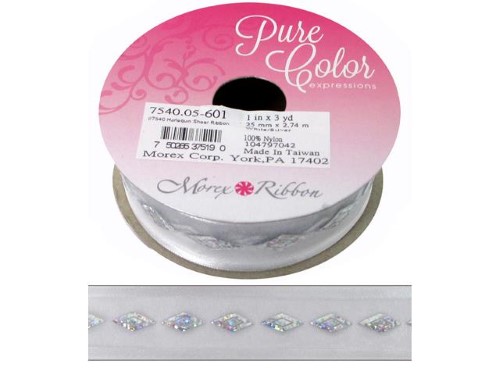 7540 05-601 Morex Ribbon Harlequn Sheer 1 X 3yd Wht Sl