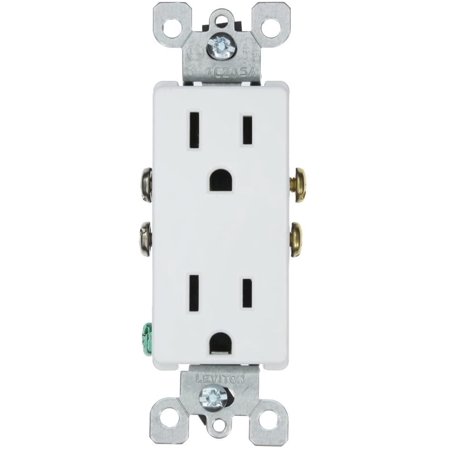 5325-W 15 Amp  125V  Decora Duplex Receptacle  Residential Grade  Grounding  10-Pack  White