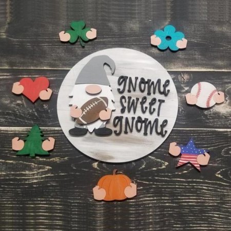 Easter Welcome Sign Wooden Door Pendant Hanging Round Sign Decorated Gnome Flower Ornament Easter Spring Gifts Farmhouse Yard Porch Wall Decor