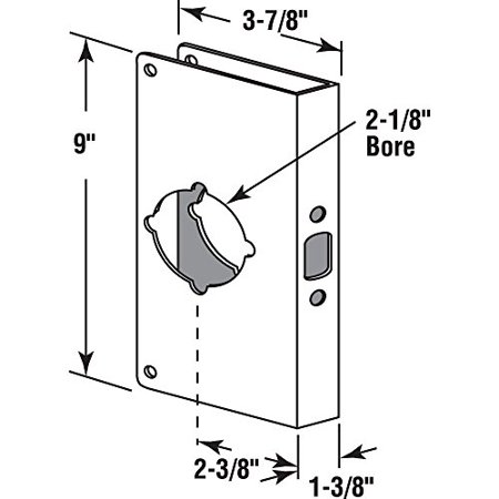 Defender Security U 9585 Door Reinforcer Non-Recessed 1-3/8-Inch Thick by 2-3/8-Inch Backset 2-1/8-Inch Bore  Stainless Steel