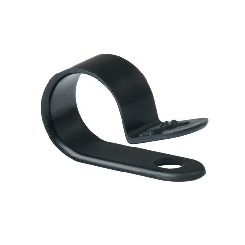 Black Nylon Cable Clamps, 1/2 Inch Width, 1-1/8 Inch Diameter - 100 per Pack