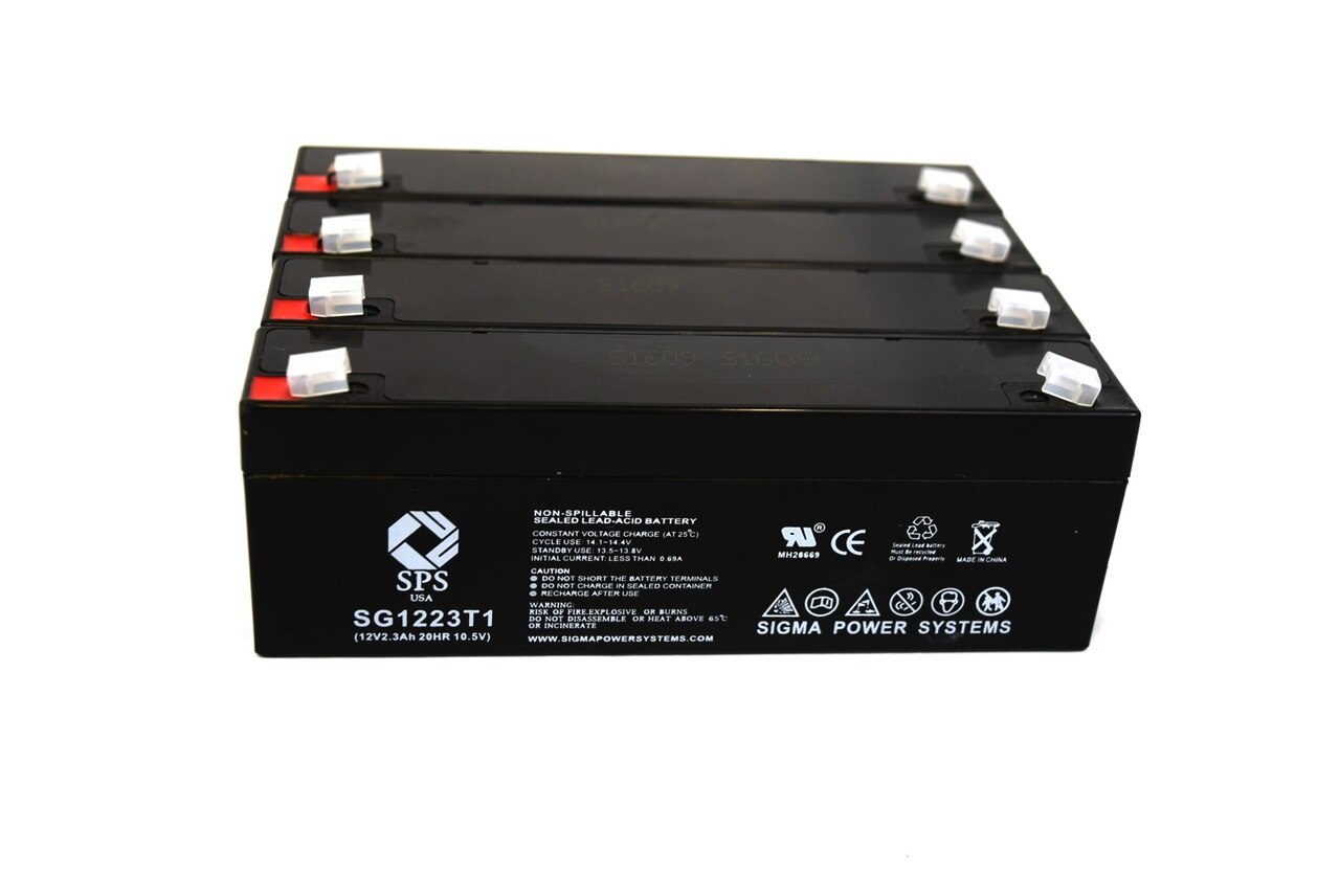 SPS Brand 12V 2.3 Ah Replacement Battery (SG1223T1) for Nihon Kohden ECG 5105 CARDIOFAX (4 Pack)