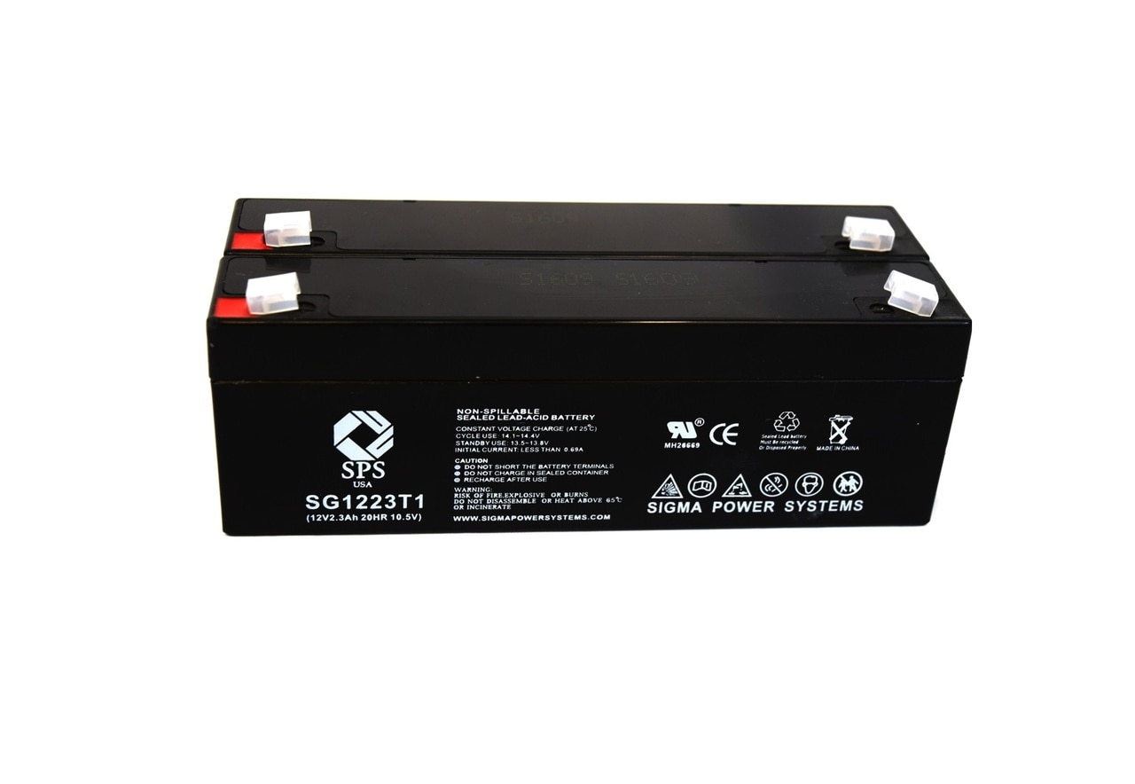SPS Brand 12V 2.3 Ah Replacement Battery (SG1223T1) for Nihon Kohden CARDIOFAX ECG 5105 (2 Pack)