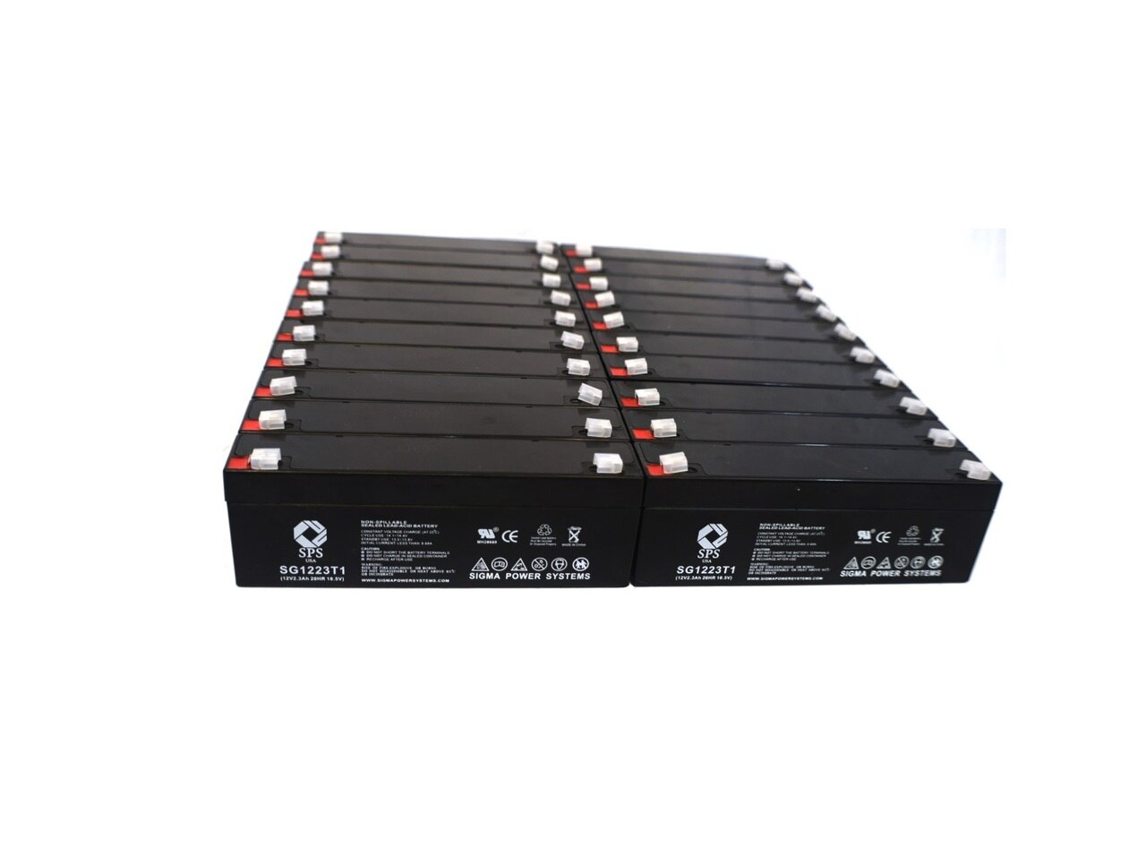 SPS Brand 12V 2.3 Ah Replacement Battery (SG1223T1) for Nihon Kohden CARDIOFAX ECG 5105 (24 Pack)
