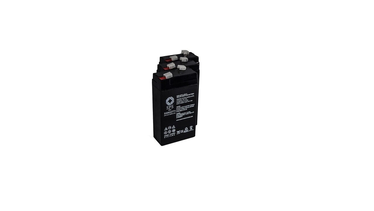 SPS Brand 6 V 3.2 Ah Replacement Battery (SG0632TT1) with Terminal TT1 for CAS Medical 9303 (3 PACK)
