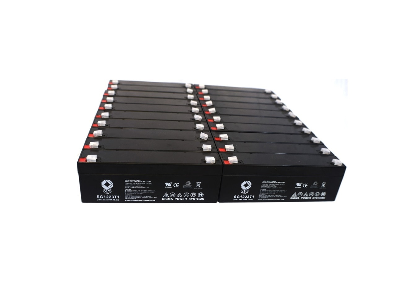 SPS Brand 12V 2.3 Ah Replacement Battery (SG1223T1) for Nihon Kohden 5105 (20 Pack)