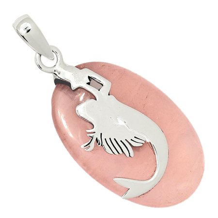 Rose Quartz Double 925 Sterling Silver Pendant Jewelry ALLP-6755