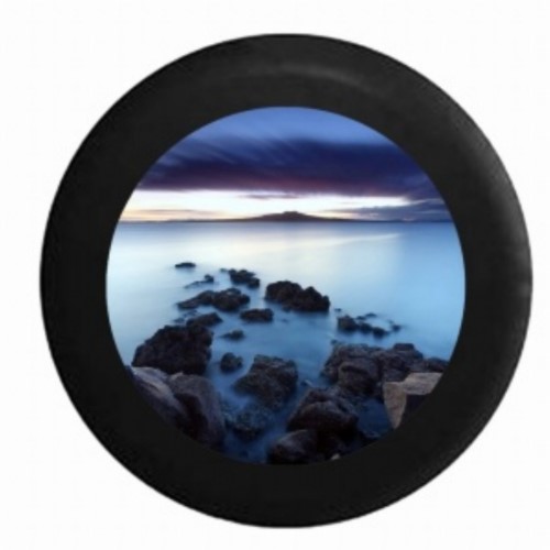 Full Color Stone Path Into the Foggy Ocean Water Scenic Sky RV Camper Jeep Spare Tire Cover