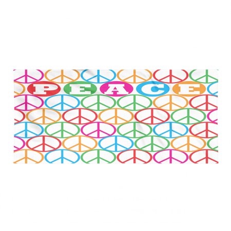 Retro Backpacking Towel  Colorful Internationally Recognized Peace Sign Letters Counter Culture Print  Quick Dry Soft Absorbent Compact Microfiber for