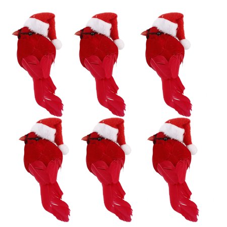 GadgetVLot 6Pcs Christmas Red Bird Simulation Red Bird Garden Decoration Red Bird