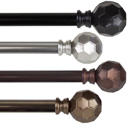 48  to 84  Adjustable 3/4  Dia Single Curtain Rod in Satin Nickel with Ludmila Finials (4890-485)