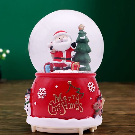 COOLL Santa Claus Snow Globe with Colorful Lighting Mini Desktop Decor Xmas Music Snow Globe Ornament Party Decoration  Color#6249