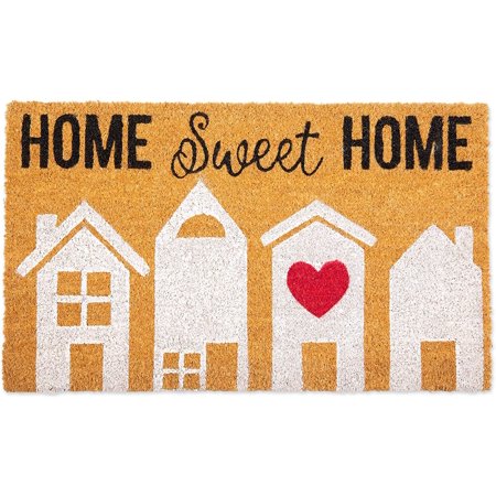 Indoor/Outdoor Natural Coir Easy Clean PVC Non Slip Backing Entry Way Doormat for Patio  Front  Weather Exterior Doors 16  X 24    Sweet Home