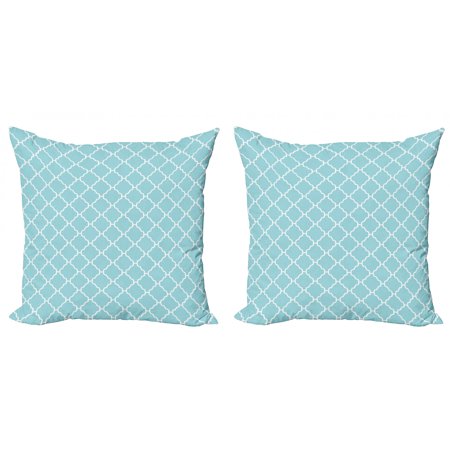 Ambesonne Garden Throw Pillow Cover 2 Pack  Daisies Rural Cottage  16   Pale Blue White