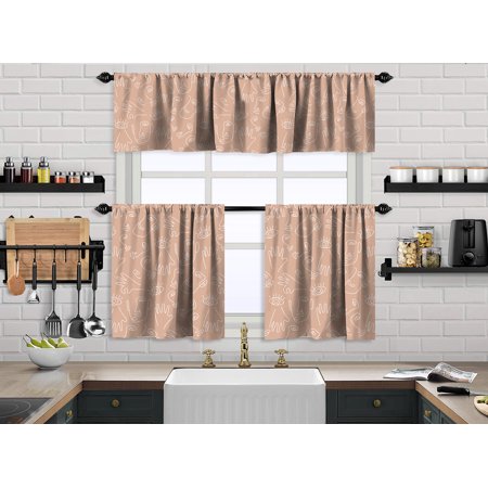 3S Brother S Kitchen Valance BOHO Printed Set of 3 Hanging Rod Pocket & Back Tab Window Décor Valances Tiers Café Curtains -Made in Turkey 0036( Sal