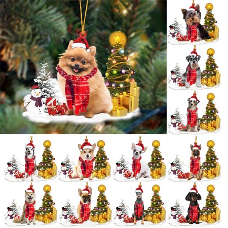 COOLL Xmas Pendant Cartoon Dog Pattern Shatterproof Wooden Xmas Tree Hanging Sign Home Decor  Color#5797
