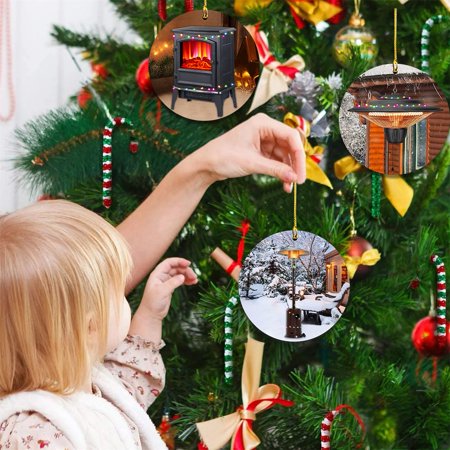 COOLL Xmas Tree Pendant Colorfast Eco-friendly Wood Ceramic Dumpster Fire Ornaments for Home  Color#6858
