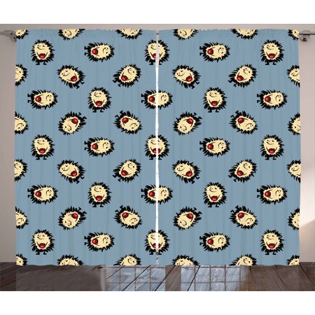 Ambesonne Hedgehog Curtains 2 Panel Set  Mascot with Jar of Jam  108  X 108   Multicolor
