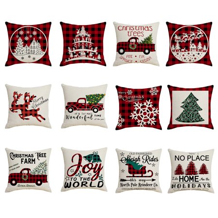 JunDanmall Christmas Themed Throw Pillow Case Square Linen European Style Pillowcase Home Decor  Color#4579