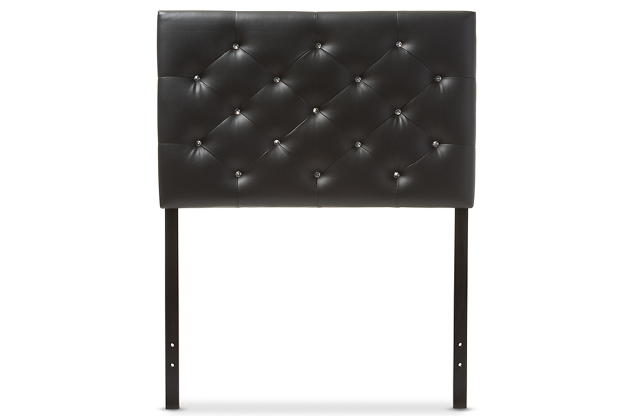 Viviana Modern and Contemporary Faux Leather Upholstered Button - Tufted Headboard - Twin - Black - Baxton Studio